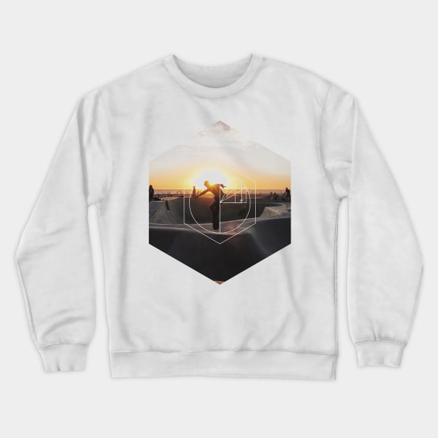 Sunset Skateboard Geoemtric Photography Crewneck Sweatshirt by deificusArt